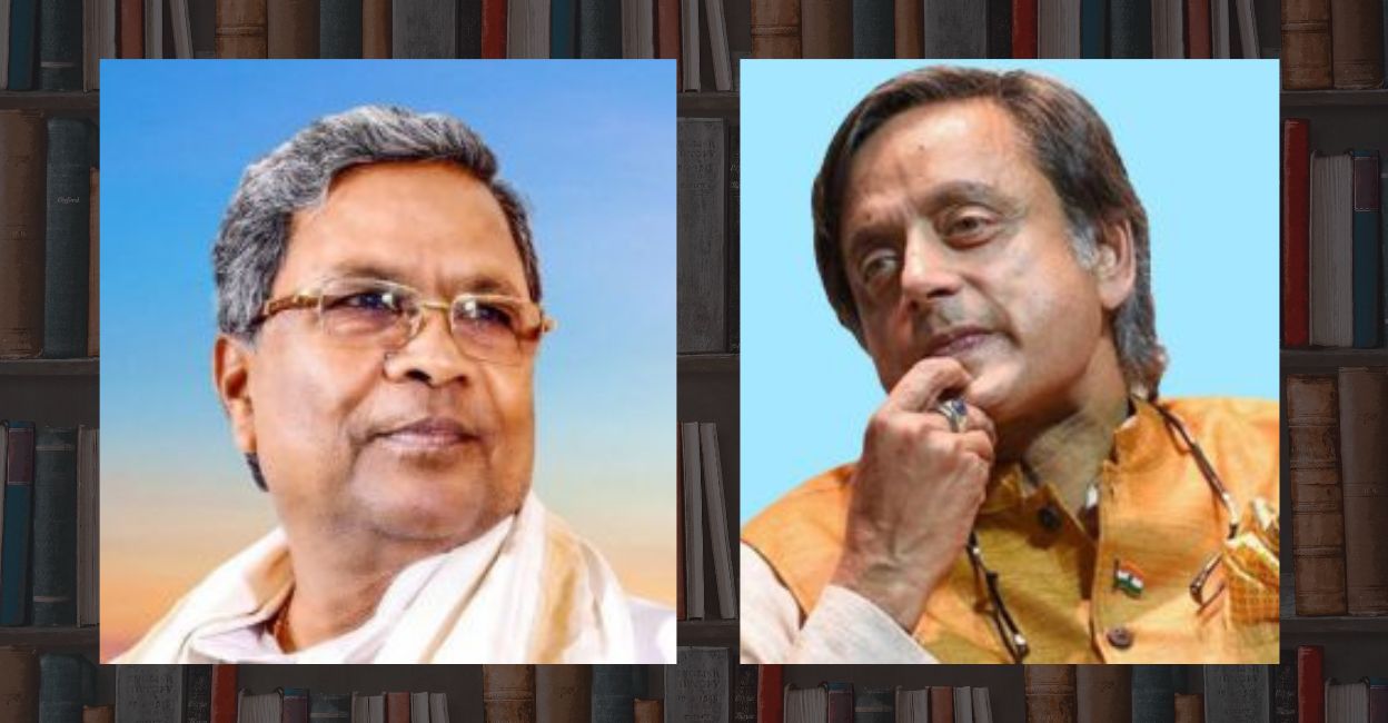 Karnataka Chief Minister Siddaramaiah and Congress MP Shashi Tharoor. Image made on Canva